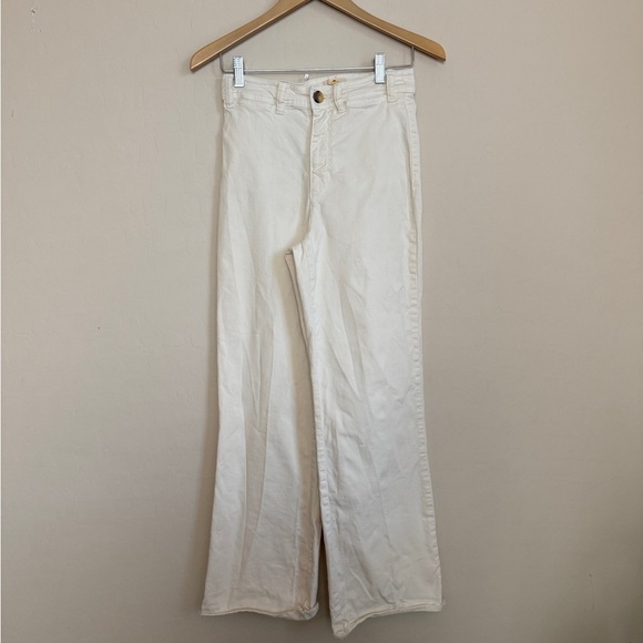 Marine Layer Bridget Full Length Raw Hem Pants Trousers High Waisted Wide Leg 4 - Picture 4 of 11